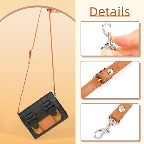 RAYNAG Skinny Leather Purse Strap Replacement - Adjustable Crossbody Strap for Handbags with Silver Hardware, Thin Shoulder Strap, Brown...