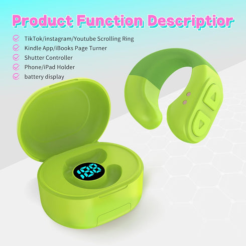 Tiktok Trending Bluetooth Smart Scrolling Ring Kindle App Remote Page Turner with Cell Phone Stands Wireless Camera Shutter Selfie Button - Compat...