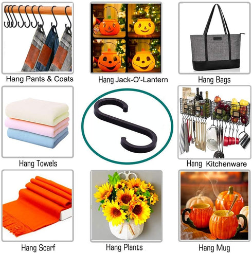GAViA S Hooks, S Shaped Hooks, Matte Black S Hooks Heavy Duty for Hanging Pots and Pans, Plants, Coffee Cups, Coats, Bags, Towels in Kitchen, Bedr...