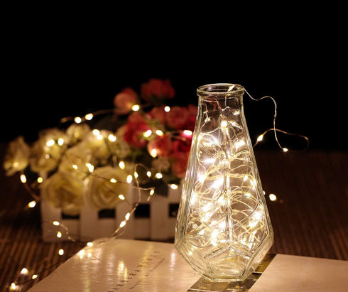 2 Pack 20 Feet 60 Warm White Led Battery Operated Fairy Lights with Remote Control Timer Waterproof Silver Copper Wire Twinkle String Lights for P...