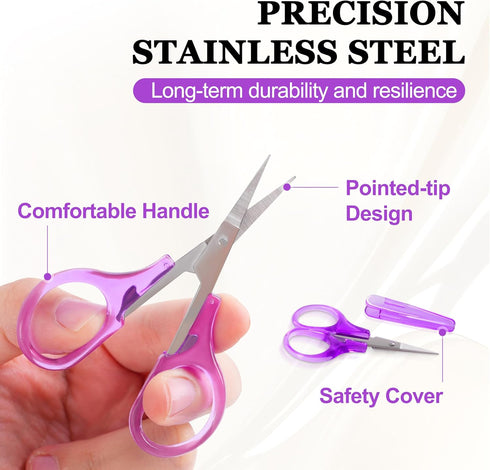 10 Pcs Small Scissors All Purpose, Stainless Steel Small Sharp Scissors, Mini Detail Craft Scissors with Protective Cover, 3.5" Tiny Scissors for ...