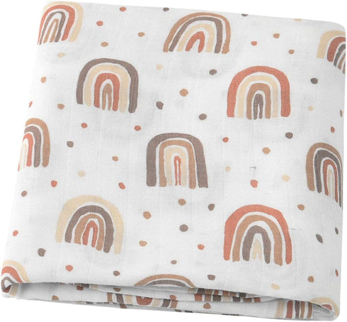 Boho Baby Blanket Rainbow Muslin Baby Blanket, Soft and Silky Large 47x47 inch Neutral Baby Stuff, Boho Nursery Blanket (Rainbow)...