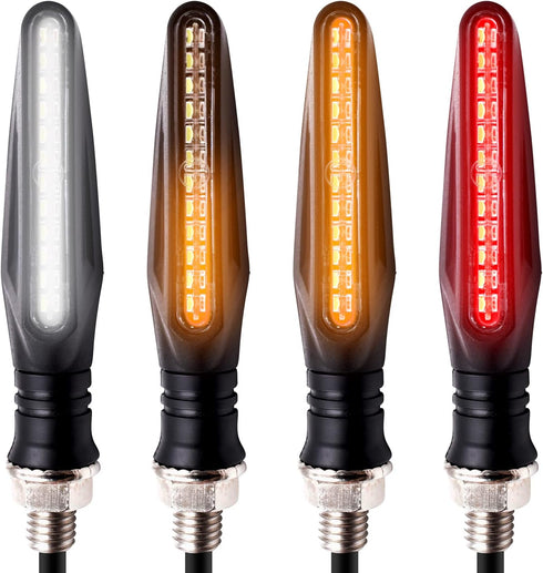 Acelane Motorcycle Indicator Lights Flowing LED Turn Signal Lights Blinkers Brake Light Daytime Running Light Rear Front 12V for Motorbike Scooter...