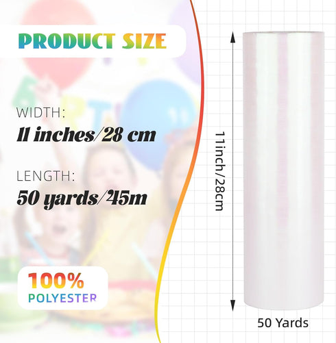 Crystal Organza Fabric Tulle 11 Inch by 50 Yards Sheer Tulle Rolls for DIY Craft Wedding Party Baby Shower Decor Gift Wrapping Party Supplies (Fan...
