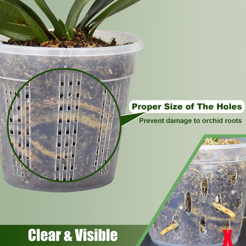8 Pack Orchid Pot, 5.5in Orchid Pots with Holes, Orchid Pots for Repotting with Clips, Clear Plastic Plant Pot for Indoor Outdoor Plants(5.5in, 8 ...