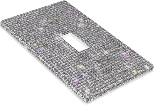 Silver Bling Rhinestones Single Toggle Switch Light Switch Cover Plates Decor Cute Sparkling Wall Plates For Home Bedroom Kitchen Outlet Covers De...