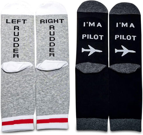 MBMSO Pilot Gifts 2 Pairs Left Rudder Right Rudder Aviation Themed Socks...