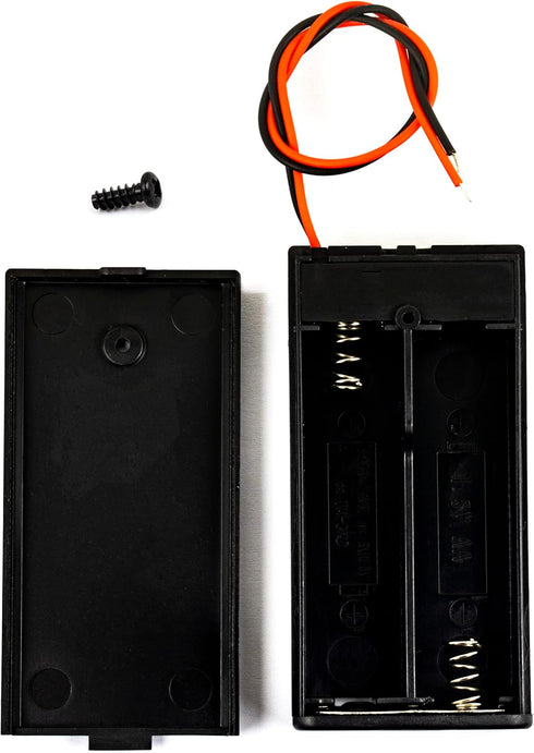 whiteeeen 2pcs 2 AA Battery Box Case with Switch Cover Black Plastic Cell Holder Spring Clip Wire Leads (2X 1.5V, Total 3V)...