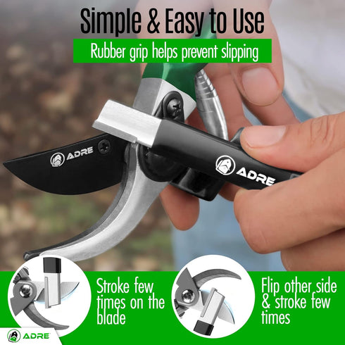Adre Garden Tool Blade Sharpener – Professional Carbide Knife Sharpener for Gardening Tools, Pruning Shears, Scissors – Tungsten Sharpener with Ca...