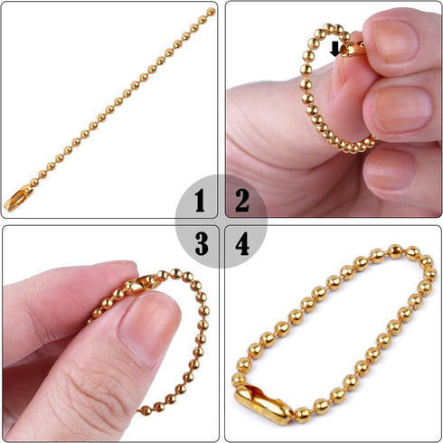 BronaGrand 150pcs 100mm Long Bead Connector Clasp 2.4 mm Diameter Ball Bead Chains Keychain Tag Key Rings...