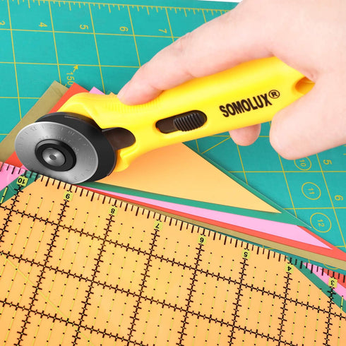 SOMOLUX 45mm Rotary Cutter with 45mm 5 Pcs Replace Blades for Quilting Scrapbooking Sewing Arts Crafts, Sharp and Durable...