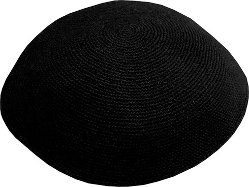 Hand Made 100% Cotton DMC Hand Knitted Kippah Hat from Israel, Hats for Men, Yarmulke Hat, Kippah for Men and Kids (Black, 21cm-8.3inch-Flat)...