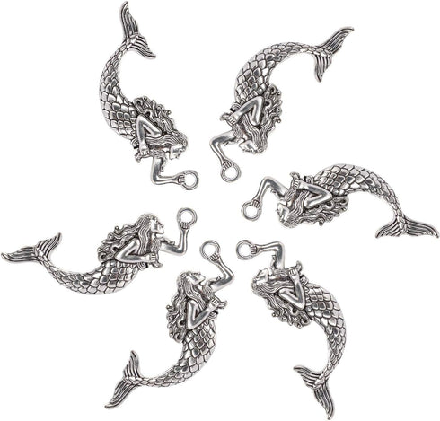 Mermaid Shower Curtain Hooks Rings - Silver Shower Curtain Hangers Rust Proof Shower Hooks for Shower Curtain, Decorative Bathroom Accessories Set...