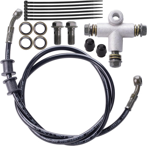 Motorcycle Hydraulic Brake or Clutch Line Hose and Motorcycle Hydraulic Brake Line Tee Hose Connector 3 Way Adapterffor Motorcycle Dirt Bike ATV M...