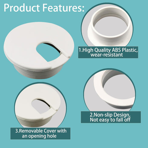 1-3/8 inch Plastic Desk Grommet Wire Cord Cable Grommets Hole Cover, Office Computer Table Wire Organizer Cover, Furniture Cabinet Cable Hole Cove...