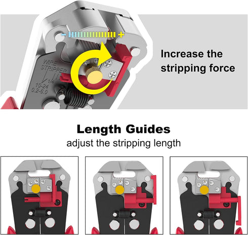 Self Adjusting Wire Stripper 3 in 1, Auto Wire Stripper for 10 AWG to 22 AWG Speaker Wire, Electrical Wire Stripping Cable Cutting Crimping Tool...