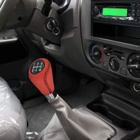 5 Speed Car Knob Shifter Handle, Leather MT Gear Stick Shift Fit Most Manual Transmissions, Red...