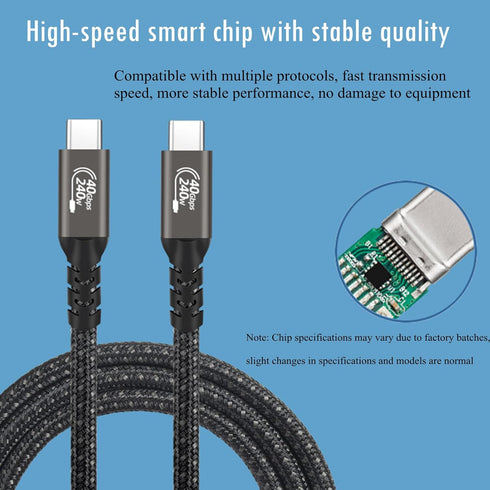240W 3.2FT USB4 Fast Charging Cable USB-C to USB-C, Compatible with Thun-debalt 4/3, Supports 8K@60Hz Display & 40Gbps Data Transfer, for All Type...
