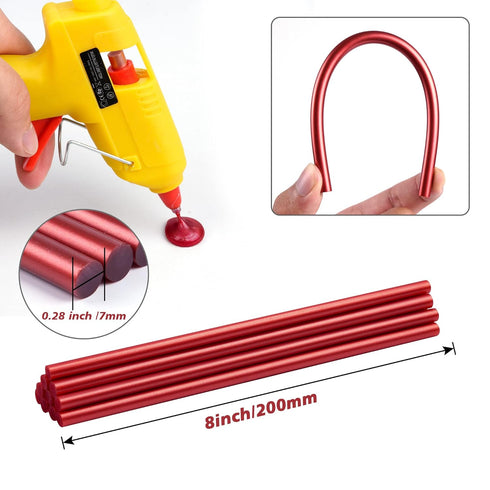 10 Pieces Sealing Wax Glue Sticks, 8 Inch Long Mini Hot Glue Gun Sticks for Envelopes, Wedding Invitations, Cards, DIY Art Craft (7mm Diameter, Re...