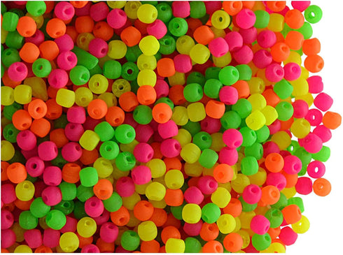 SCARA 0.35 ounce (10g) Czech Glass Round Beads 0.08 inches (2mm), Warm NEON (UV Active) Glass beads for Jewelry and Bracelets Making, Beads for Br...