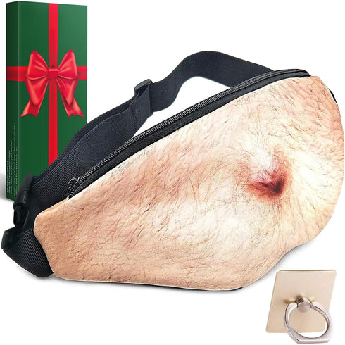 White Elephant Gifts Funny Gag Gifts,3D Men Beer Fake Belly Dad Bag Waist Packs,Waterproof Fanny Pack Unisex for Father's Day,Christmas,Stocking S...
