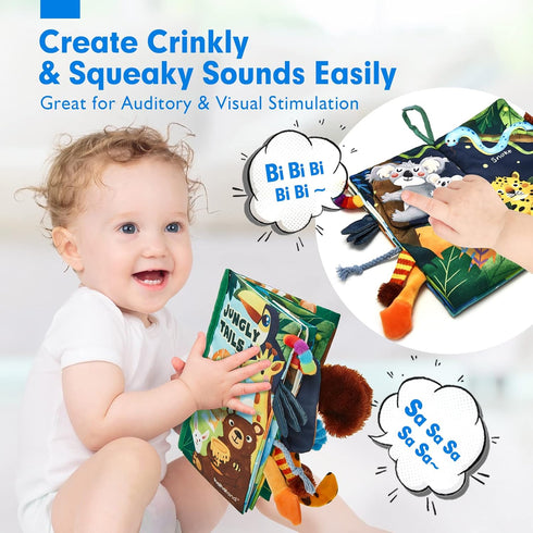 Baby Books 0-6 Months,Infant Tummy Time Toys High Contrast Sensory Baby Toys 6 to 12 Months Touch Feel Book Gift Christmas Stocking Stuffers for B...