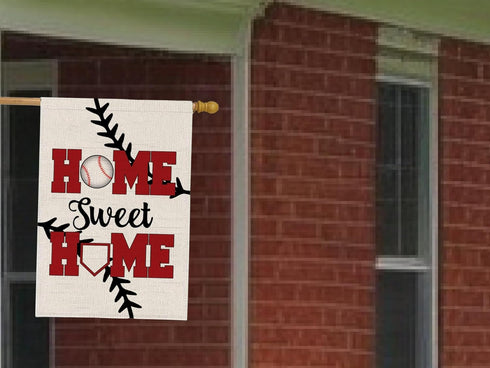 12x18 Inch Double Sided Summer and Spring Garden Flag - Baseball Home Sweet Home House Flag - Seasonal Large Outdoor Yard Flags of Burlap - Bat Ba...