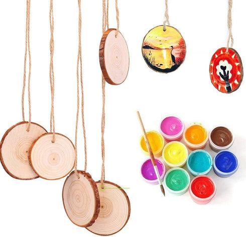 Wood Slices TICIOSH Craft Unfinished Wood kit Predrilled with Hole Wooden Circles for Arts Wood Slices Christmas Ornaments DIY Crafts 30 Pcs 2.0-2...