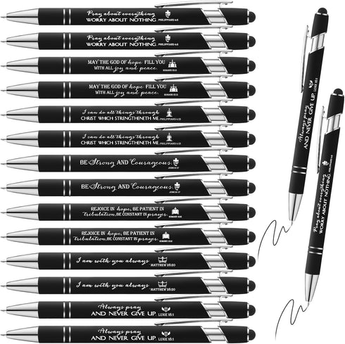 Fumete 21 Pcs Bible Verse Ballpoint Pens Christian Stylus Pens with Inspirational Quotes Bible Verse Pens Bulk Gift for Touch Screens Women Men Ch...