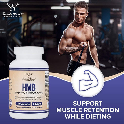 Double Wood Supplements HMB Supplement, Third Party Tested, Non-GMO, Gluten Free, 120 Capsules, 1000mg per Serving, 500mg per Capsule...