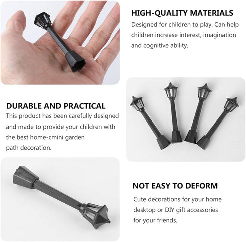 SEWACC 6pcs Mini Street Light Models Miniature Street Lamp Models Decorative Pathway Lantern Post for Miniature Doll House Micro Landscape Lamppos...