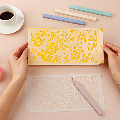 8 Pcs Stencils for Painting, Texture Stencils for Crafts Painting on Wood, Reusable Geometric Painting Stencils Drawing Templates for Wall Scrapbo...