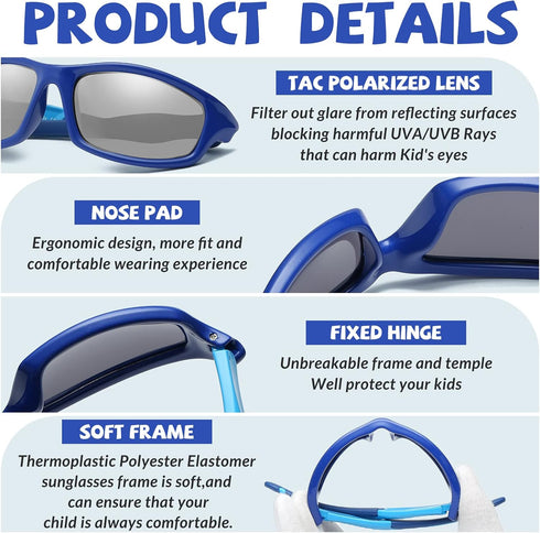 DUCO Kids Sunglasses Boys Girls Sports Polarized Sunglasses Youth Baseball Sunglasses for Kids UV Protection Age 6-10 K006...