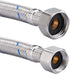 sumerain Braided Stainless Steel Faucet Supply Lines 24 Inch Length 1/2-inch FIP x 3/8-inch Compression Faucet Connector Flexible Hose, Pack of 2...