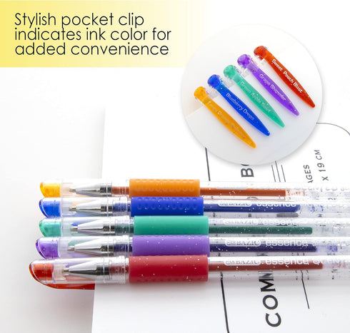 BAZIC Scented Glitter Neon Metallic Gel Pen, 24 Color Smooth Writing for Drawing Coloring Greeting Card Art Christmas Gift (24/Pack), 1-Pack...