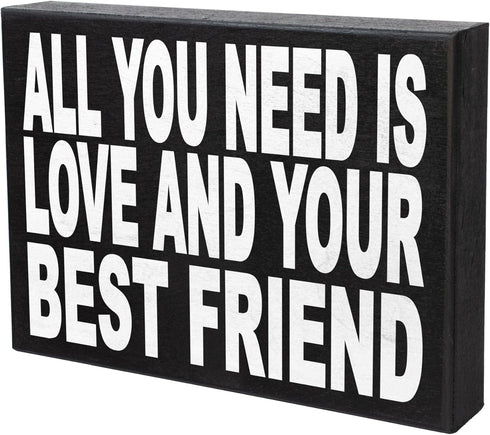 JennyGems Friend Gifts, All You Need is Love and Your Best Friend Wooden Sign, Friendship Gift, Shelf Decor and Wall Hanging, Made in USA...