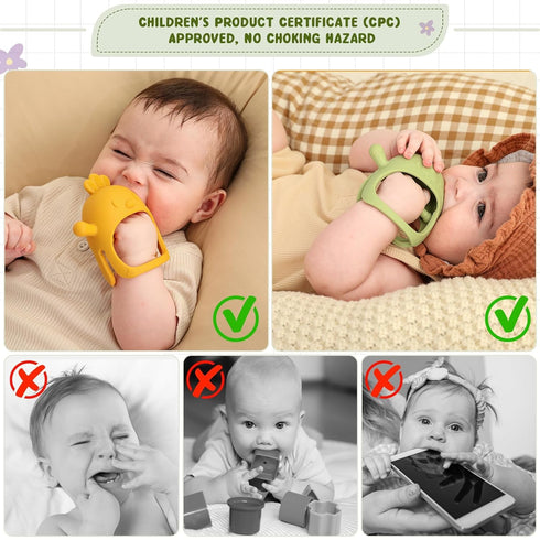 2 Packs Baby Teething Toys Silicone Teething Mittens for Infants 3 Months+, Never Drop & Easy to Hold Teethers, Helps Soothing Gums & Sucking Need...