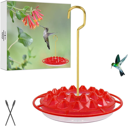 Hummingbird Feeders for Outdoors Hanging - 10 oz, 25 Feeding Ports, Easy to Install, Refill & Clean, Leak-Proof, Plastic Saucer Hummingbird Feeder...