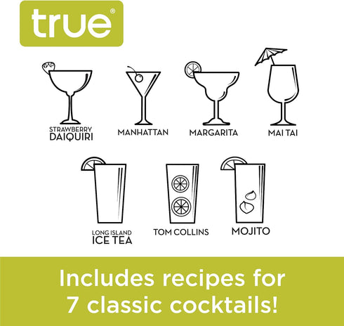 True Plastic Cocktail Shaker for Margarita, Cold Brew Cocktails, Includes 7 Classic Recipes, Espresso Martini Shaker, Home Bar Gifts, Bar Tools, B...