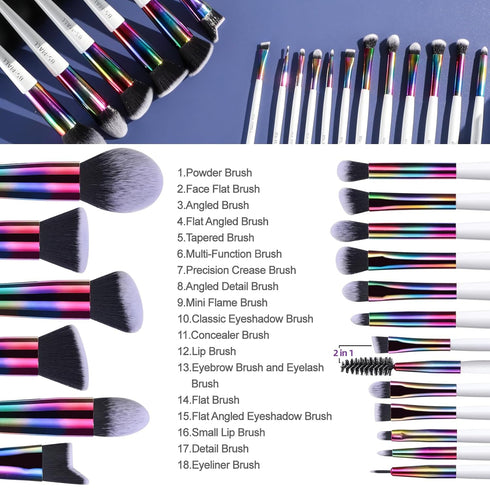 BS-MALL Makeup Brushes Makeup Tools Kit Premium Synthetic Powder Foundation Contour Concealers Lip Brushes Set 18 Pcs...