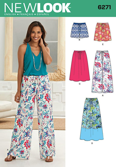 Simplicity Creative Patterns New Look 6271 Misses' Skirt in Three Lengths and Pants or Shorts, A (10-12-14-16-18-20-22)...