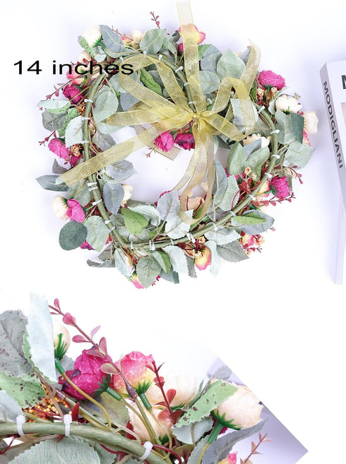 Florist Flower Wreath Rose Garland for Home Wall Wedding Decoration (Champagne-Heart-Shaped)...