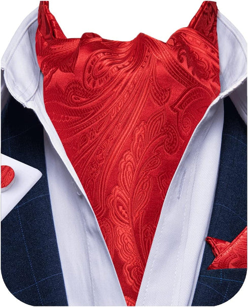 DiBanGu 100% Silk Ascot Ties for Men Paisley Cravat for Men Wedding Jacquard Woven Mens Cravat Tie and Pocket Square Set...
