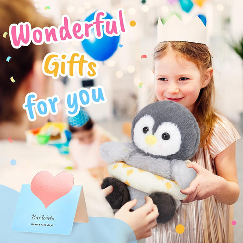 Houwsbaby 8" Cuddly Penguin Stuffed Animal,Penguin Plush Toy with Yellow Swimming Circle,Ideal Gift Toy Doll Holiday Birthday Christmas Children's...