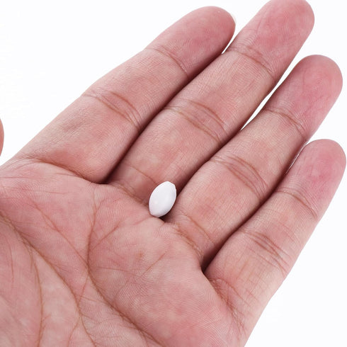 MECCANIXITY Magnetic Stirrer Mixer Stir Bar Rod 10mm(0.39") x6mm Olive Shape PTFE Coating Magnet White for Laboratory 6Pcs...