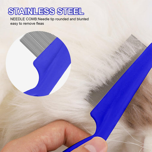2 Packs Pet Hair Comb, 2 in 1 New Pet Comb Multifunctional Pet Hair Comb Pet Hair Comb Flea and Tear Stain Removal Pet Comb for Grooming and Dehai...