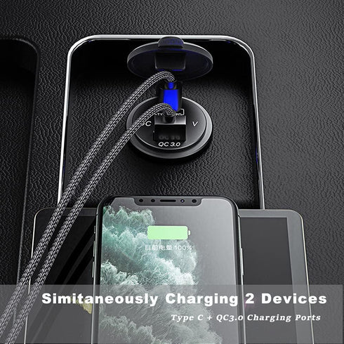 GemCoo 63W USB C Car Charger Socket, 45W PD Outlet 18W Quick Charge 3.0 USB Charger Socket, USB Cigarette Lighter Socket with LED Voltmeter Car US...