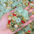 50Pcs Inlaid Alloy Imitation Jade Beads Accessories for DIY Jewelry Crafts Making,Assorted Shaped Spacer Charms Beads with Hole for DIY Necklace B...