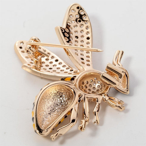 Women's Bumble Bee Pin Brooch + Pendant 2 in 1-1 2/5 Inch - Crystal Cubic-Zirconia Enamel Bee Collection Accessories (Gold)...