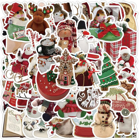 Cute Christmas Stickers 50 Pcs Trendy Style Stickers Laptop Stickers Pack Cool Sticker for Pad MacBook Car Snowboard Bicycle Luggage Water Cup Dec...